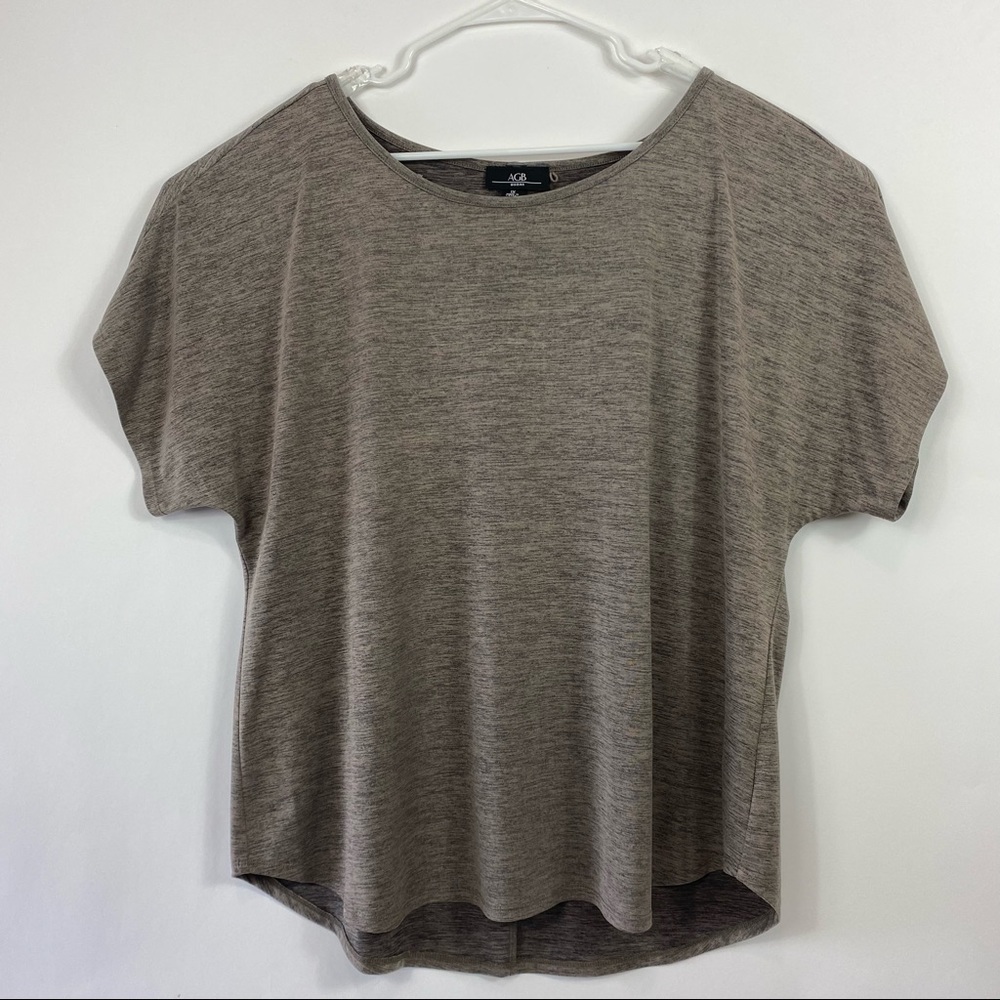 AGB Womens 1X  Soft Stretchy Layering Top Round Neckline Short Sleeve Career